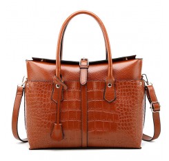 Crocodile Pattern Handbag Solid PU Leather Crossbody Bag For Women