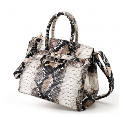 Snake Pattern Faux Leather Handbag Shoulder Bag For Women