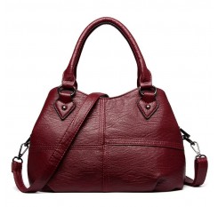 Genuine Leather Plaid Solid Handbag Shoulder Bag