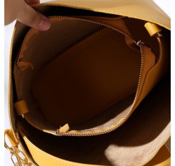 Two-piece Solid Snake Pattern Bucket Handbag Shoulder Bag For Women