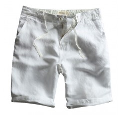 Mens Chinese Style Cotton Linen Zipper Solid Color Knee Length Casual Thin Summer Shorts