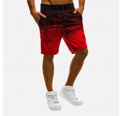 Mens Casual Sports Gradient Color Printed Drawstring Waist Loose Shorts
