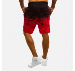Mens Casual Sports Gradient Color Printed Drawstring Waist Loose Shorts