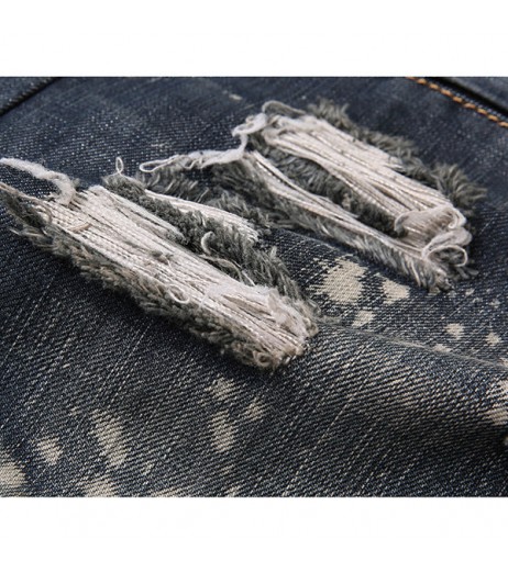Casual Patchwork Washed Holes Hip-hop Slim Fit Jeans for Men