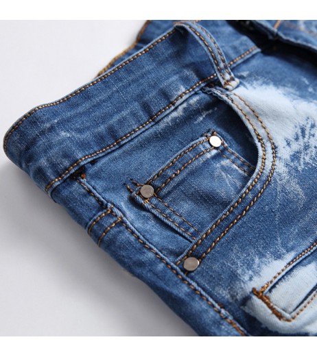 Casual Fold Five Point Short Jeans Fit Denim Shorts For Men