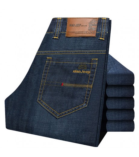 Casual Business Straight Leg Cotton Breathable Long Jeans for Men