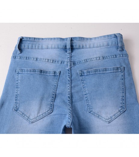 Casual Blue Holes Hip-hop Slim Fit Jeans for Men